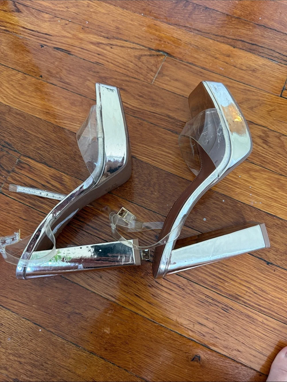 ASOS Gold Platform Clear Strap Heels